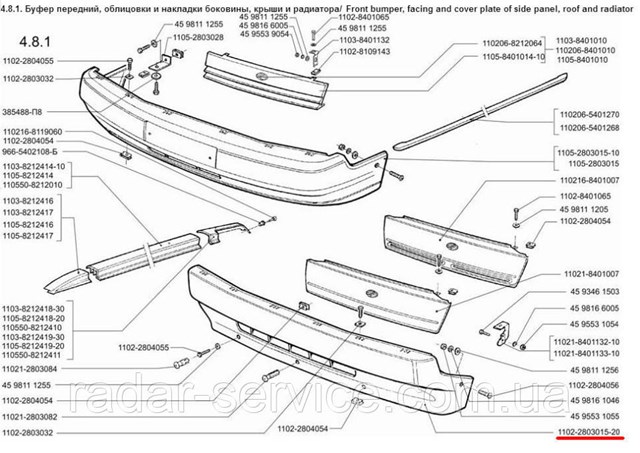 Бампер на авто ЗАЗ TAVRIA 1102 хетчбек (1987 - 2007) ціна, від 31.83 USD