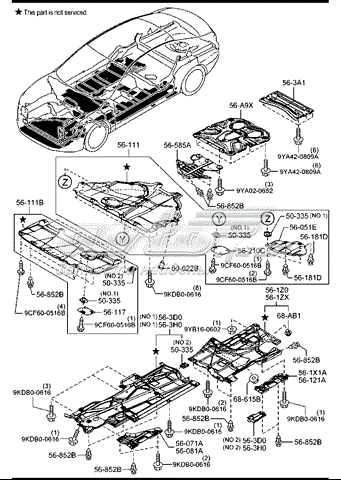 Захист днища передній правий Mazda GHP9563D0D ціна, від 10.35 USD