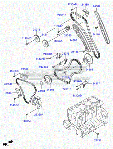 Натягувач ланцюга насосу масляного Hyundai/Kia 243704A100