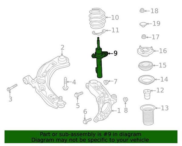 Амортизатор передньої підвіски, лівий Mazda DGH934900A ціна, від 192.57 USD