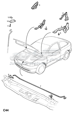 Упор капоту 1180000 Opel