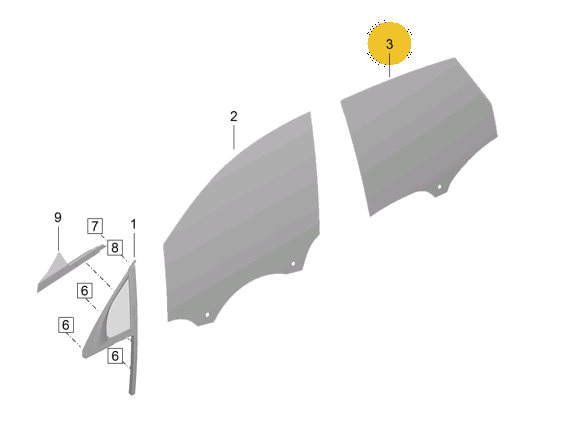  Скло задньої двері правої Porsche MACAN 