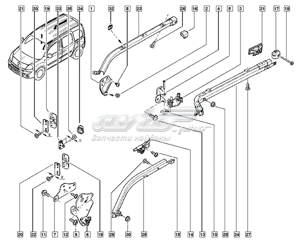 Ролик двері бічної/зсувної, ремкомплект MARKET (OEM) 8200497643