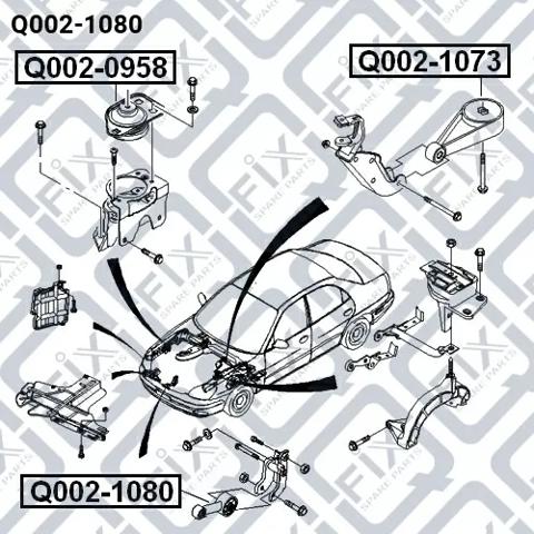 Подушка (опора) двигуна, передня Q-fix Q0021080 ціна, від 15.06 USD