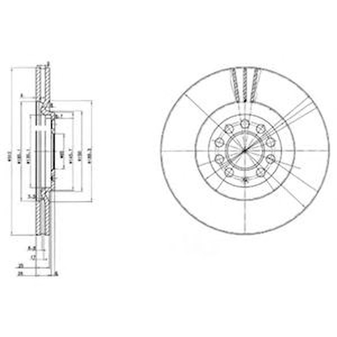 Диск гальмівний передній BG3528 Delphi