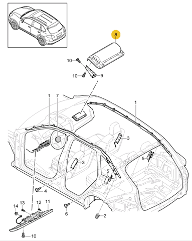  Подушка безпеки, пасажирська, AIRBAG Porsche Cayenne 2