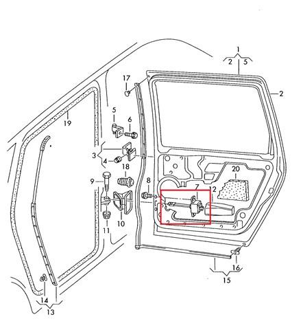 Обмежувач відкриття дверей, задній Volkswagen Sharan 1 (7M8, 7M9, 7M6) (Фольцваген Шаран)
