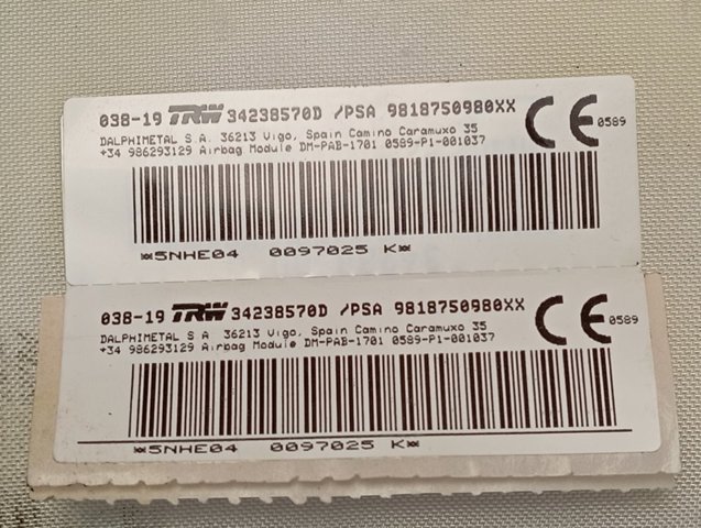 Купити 9818750980 Peugeot/Citroen Установка подушки безпеки пасажира