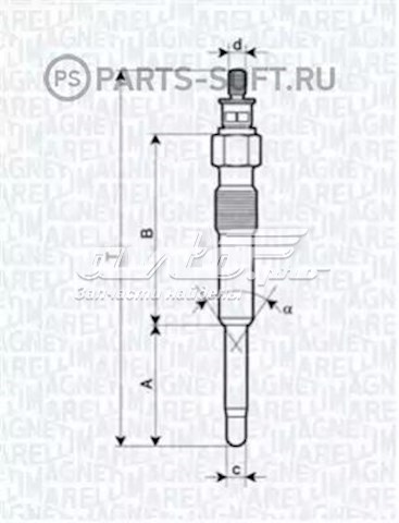 Свічка накалу 062900007304 Magneti Marelli