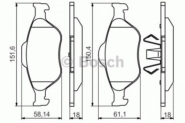 Передні тормозні колодки 986495220 Bosch