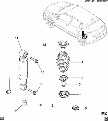  Болт кріплення амортизатора заднього Opel Corsa 