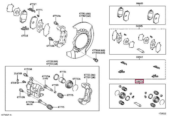 Ремкомплект супорту гальмівного переднього TOYOTA 0447944020 Ремкомплект супорту гальмівного переднього TOYOTA 0447944020