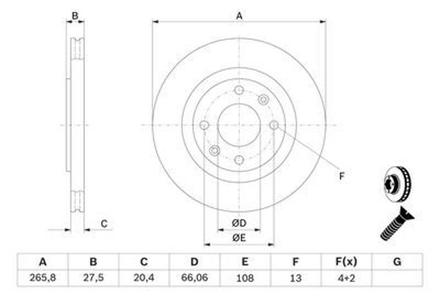 986478268 Bosch Гальмо дискове переднє