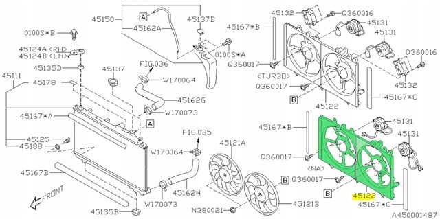 Дифузор (кожух) радіатора охолодження Subaru 45122AN00A ціна, від 152.55 USD