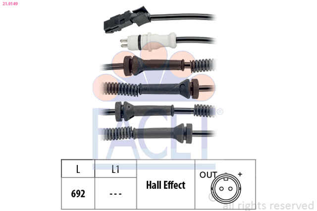 Датчик ABS передній Facet 210149 ціна, від 16.48 USD