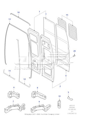 Двері фургона задні, розпашні, праві 1554888 Ford