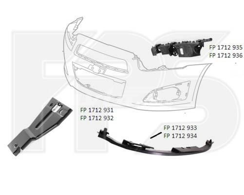 Кронштейн спойлера переднього бампера FPS FP1712933 ціна, від 8.57 USD