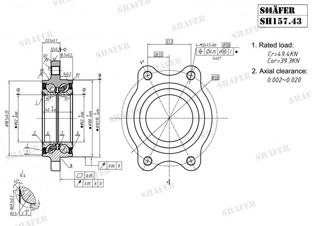 Комплект підшипник маточини передньої Shafer SH15743K ціна, від 34.04 USD