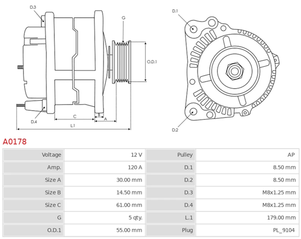 Генератор AS/Auto Storm A0178 ціна, від 139.46 USD
