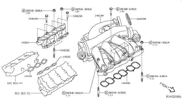 14035JA10C Nissan/Infiniti Прокладка впускного колектора