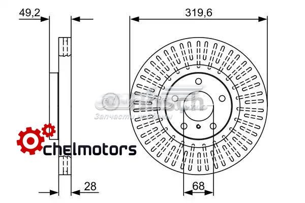 Диск переднього гальма Bosch 0986479V60 ціна, від 57.08 USD