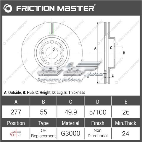 Гальмівні диски передні R1603 Friction Master