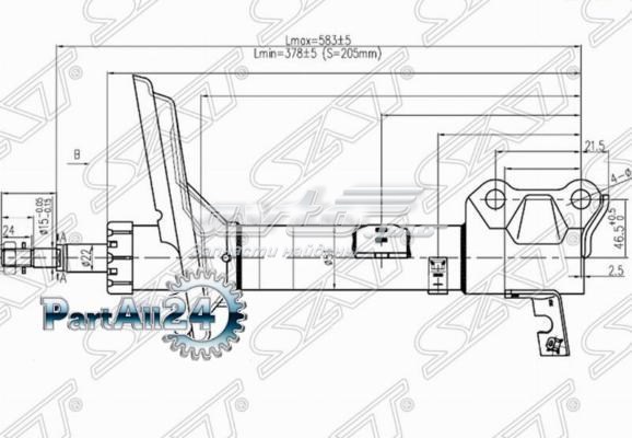 амортизатор задній, правий ST4853049325 Стійка задня права SAT ST4853049325