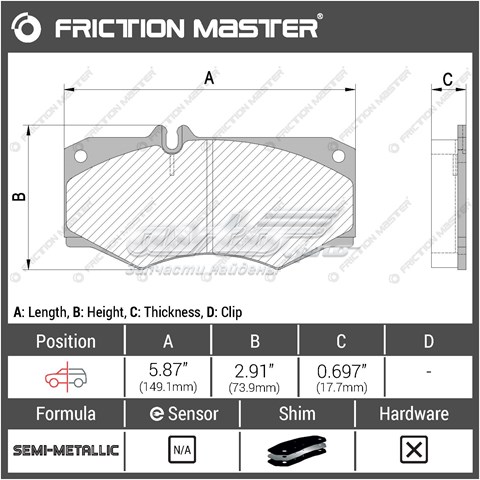 Задні дискові колодки Friction Master MKD928