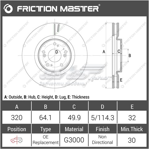 Гальмівні диски передні R1914 Friction Master