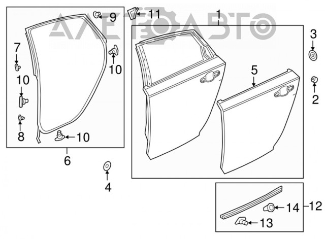 Двері задні, праві Honda 67510TVA325ZZ ціна, від 202.65 USD