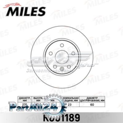 K001189 Miles диск гальмівний передній