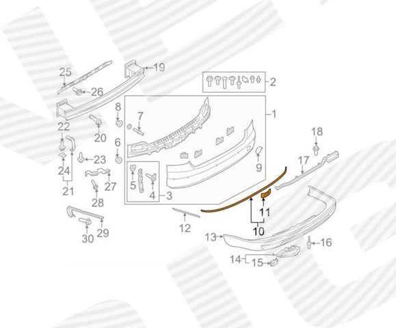 Молдинг заднього бампера, центральний PAD99005A Signeda