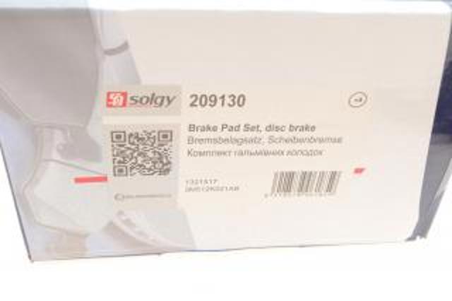 209130 Solgy Передні гальмівні колодки