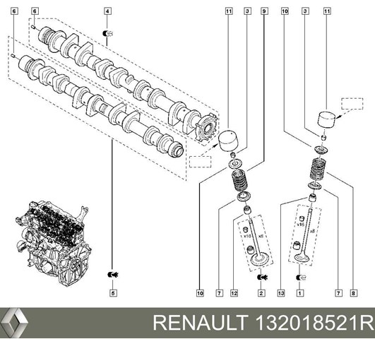 Клапан впускний Renault SANDERO 2 STEPWAY (Рено Сандеро)