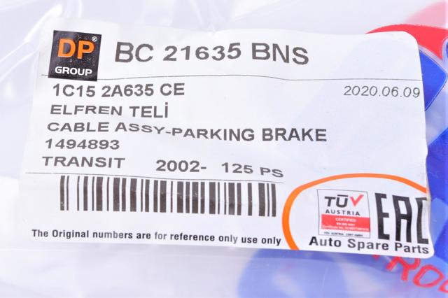Трос стоянкового гальма задній правий DP Group BC21635BNS ціна, від 13.96 USD