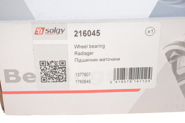 216045 Solgy Підшипник маточини передньої