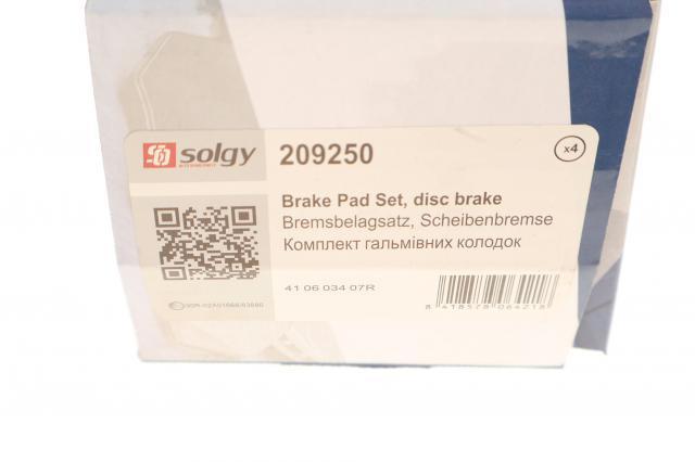 Купити 209250 Solgy Колодки гальмівні передні, дискові