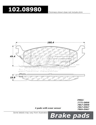 Задні гальмівні колодки 10208980 Centric Parts