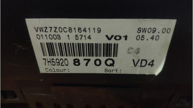 Щиток приладів додатковий VAG 7H5920870Q ціна, від 126.67 USD