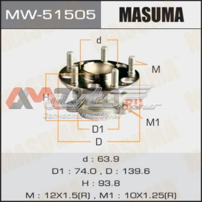 Купити MW51505 Masuma Підшипник ступиці колеса
