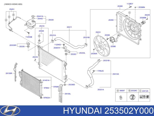 Облицювання рамки радіатора 253502Y000 HYUNDAI