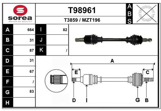 GDB12560XA Mazda Привід лівий