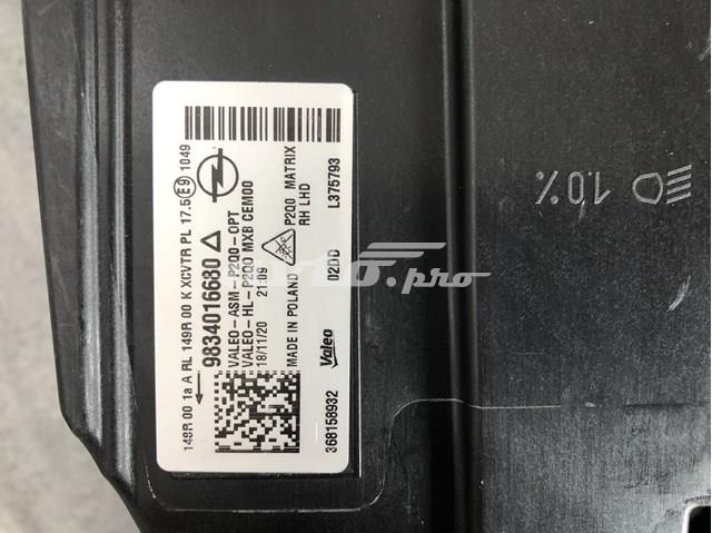 Фара передня права Opel 9834016680
