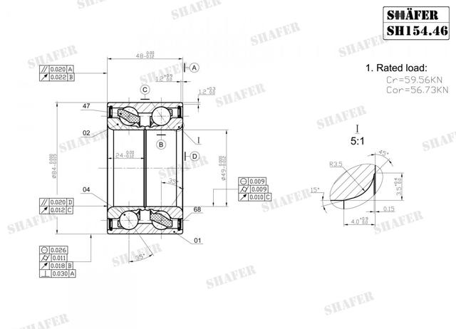 Підшипник маточини задньої SH15446 Shafer