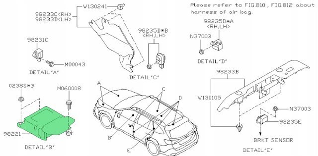 98221AN00A Subaru Блок управління airbag