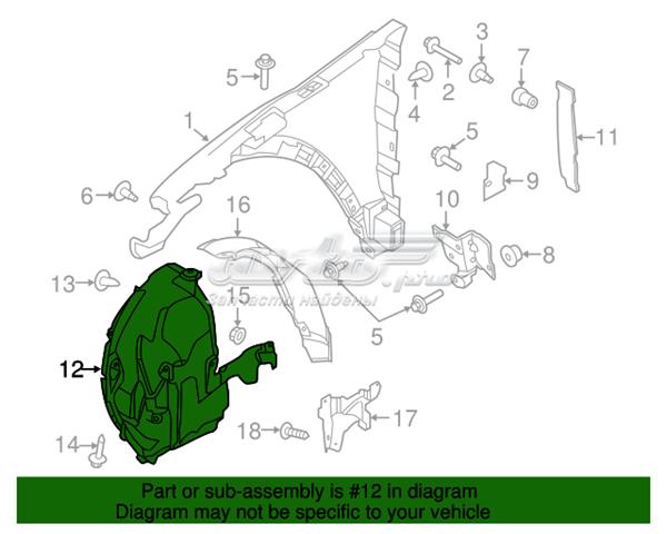 LR069694 Land Rover Підкрилок переднього крила, правий передній