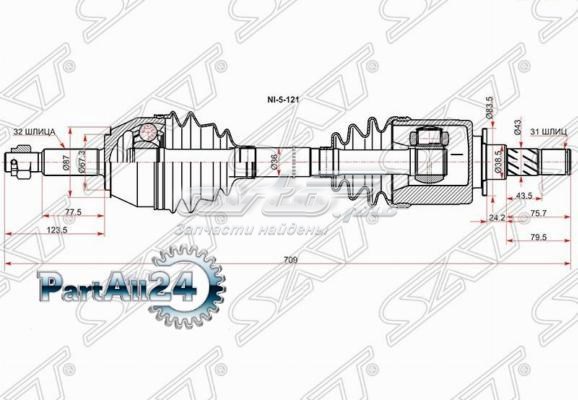 391001LB0B Nissan/Infiniti Привід передній правий