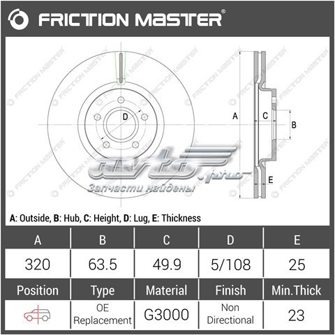 Диск переднього гальма Friction Master R1125 ціна, від 45.18 USD
