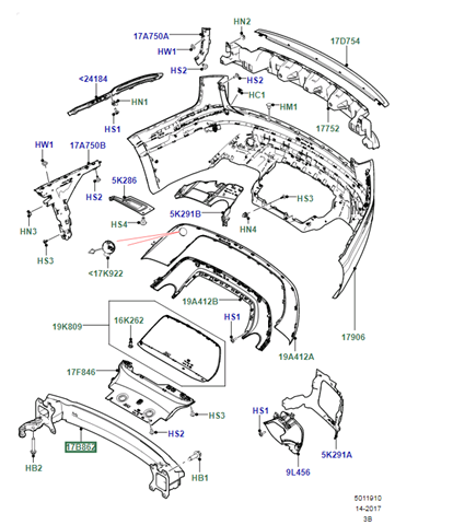 Купити LR093049 Land Rover Буфер бампера заднього