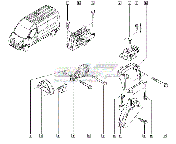 Кронштейн подушки (опори) двигуна, лівої Renault Master 3 (EV, HV, UV) (Рено Мастер)